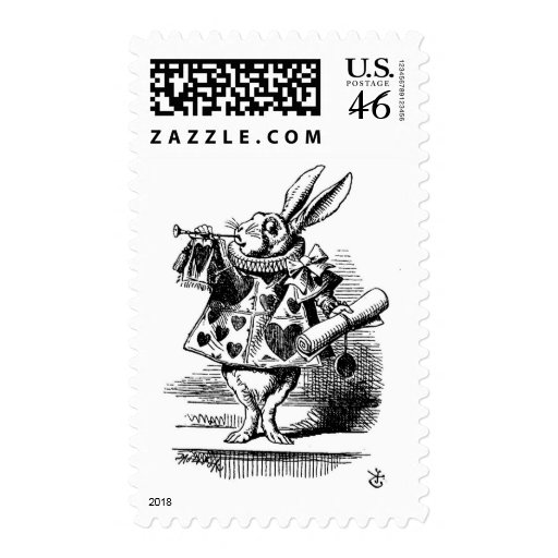 Alice in Wonderland White Rabbit with Trumpet Postage Stamps
