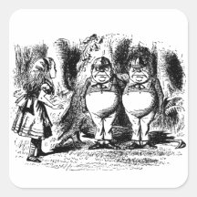 Alice in Wonderland with Tweedledum and Tweedledee Square Sticker