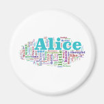 Alice in Wonderland Word Cloud Fridge Magnets