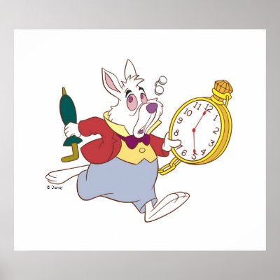 Alice in Wonderland's White Rabbit Running Disney posters