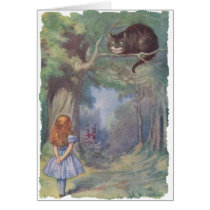 Alice meets Cheshire Cat Greeting Cards