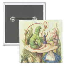 Alice Meets the Caterpillar Pinback Buttons