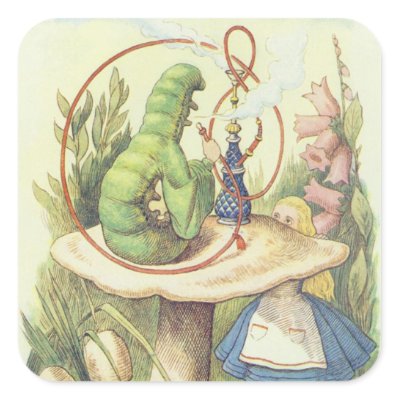 Alice Meets the Caterpillar Square Sticker