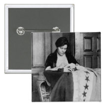 Alice Paul, Sewing Suffrage Flag, 1910s Button