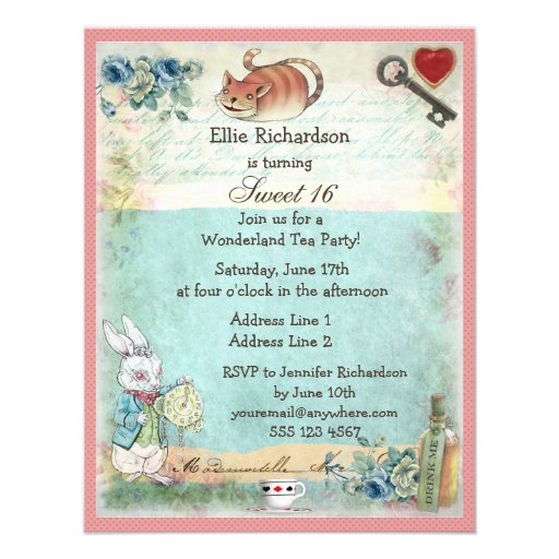 Alice, Pink Flamingo & Cheshire Cat Sweet 16 Announcements