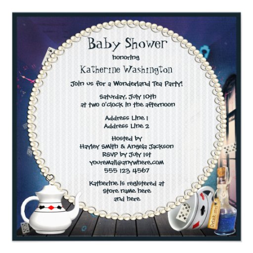 Alice & Pink Flamingo Wonderland Baby Shower Announcement