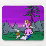 Alice & Rabbit In Wonderland Forest Mousepads