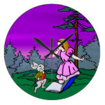 Alice & Rabbit In Wonderland Forest Wallclocks