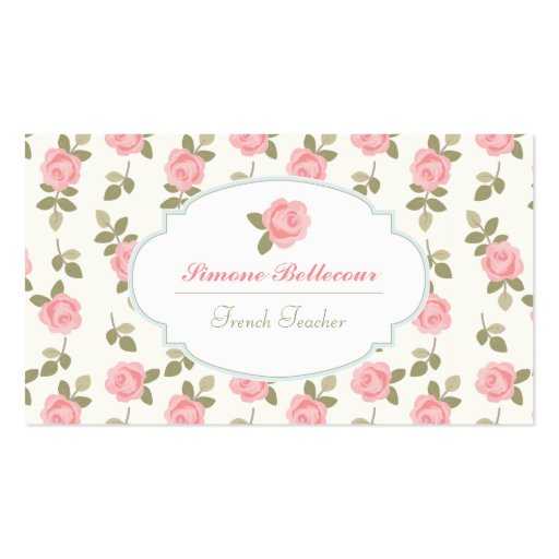 Alice Romantic Vintage Roses Business Card Templates (front side)