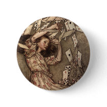 Alice Swarmed by Playing Cards Pinback Button