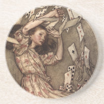Alice Swarmed by Playing Cards Beverage Coasters