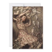 Alice Swarmed by Playing Cards Personalized Announcements