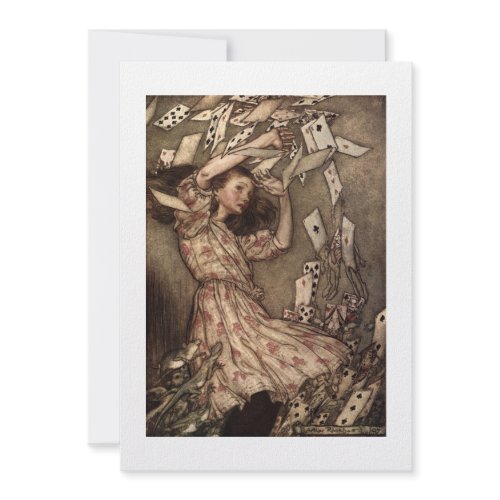 Alice Swarmed by Playing Cards invitation