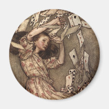 Alice Swarmed by Playing Cards Refrigerator Magnets