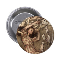 Alice Swarmed by Playing Cards Pinback Button