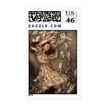 Alice Swarmed by Playing Cards Postage Stamp