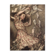 Alice Swarmed by Playing Cards Postcard