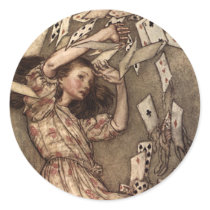 Alice Swarmed by Playing Cards Round Stickers