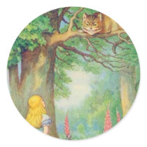 Alice & the Cheshire Cat Color Round Stickers