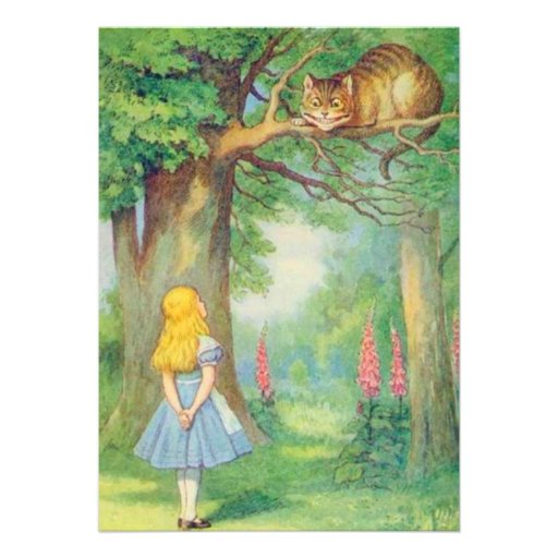 Alice & the Cheshire Cat Full Color Personalized Invite