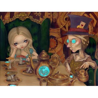 Alice & the Mad Hatter steampunk wonderland Print print