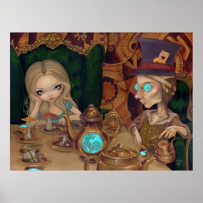 Alice & the Mad Hatter steampunk wonderland Print by strangeling