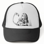 Alice trying to play croquet with a flamingo hats