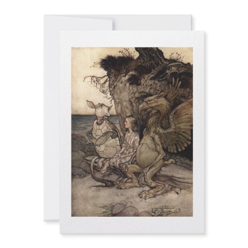 Alice with the Gryphon and the Mock Turtle invitation