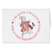 ALICE'S RABBIT RUSHES BY, "I'M LATE, I'M LATE" CARD