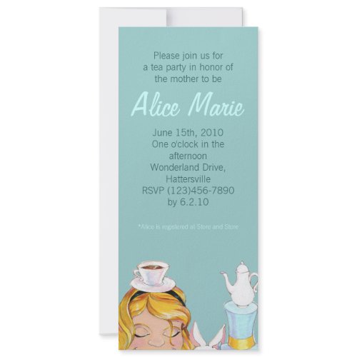 Alice's Tea Party Baby or Bridal Shower Blue invitation