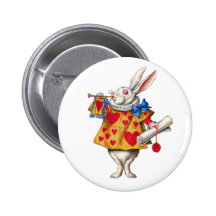 ALICE'S WHITE RABBIT IN WONDERLAND PINBACK BUTTON