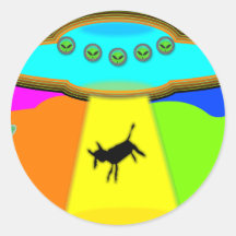 Alien Abduction Round Sticker