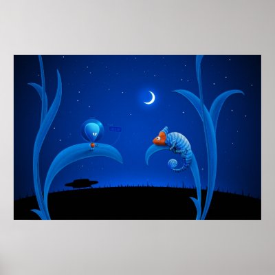 Alien and Chameleon Poster by vladstudio