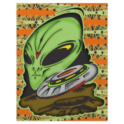 Alien and Flying Saucer UFO Flyer Design by sagart1952