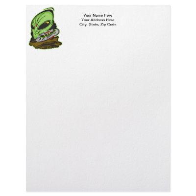 Alien and Flying Saucer UFO Letterhead Template by sagart1952