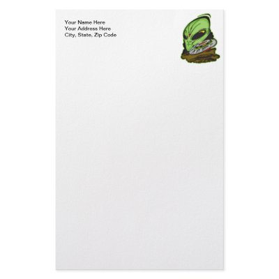 Alien and Flying Saucer UFO Stationery Design by sagart1952