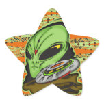 Alien and Flying Saucer UFO Star Sticker