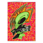 Alien And Laser Gun Card