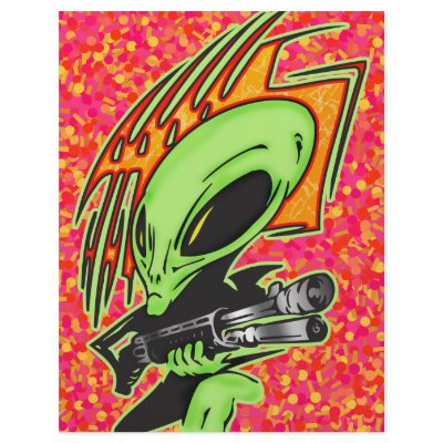 Alien And Laser Gun Flyer Design by sagart1952