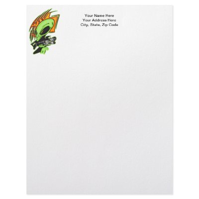 Alien And Laser Gun Letterhead Template by sagart1952