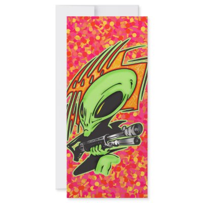 Alien And Laser Gun Rack Card Template by sagart1952