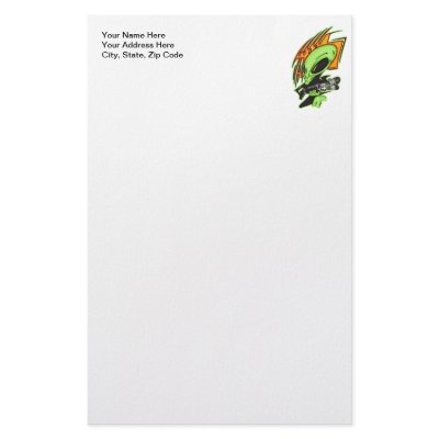 Alien And Laser Gun Custom Stationery by sagart1952