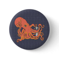 Alien and Octopus Friend Button by Quantum_Art_Nerd Alien and Octopus Friend Button