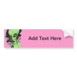 Alien and Pink Flower Bumper Stickers