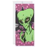 Alien and Pink Flower Rack Card