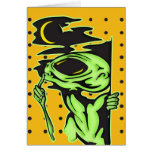 Alien and the Moon Greeting Cards