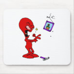 Alien banging thumb with hammer mouse pads