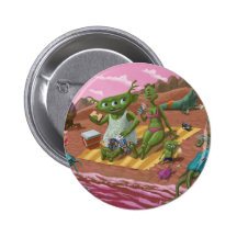 alien beach vacation pinback buttons
