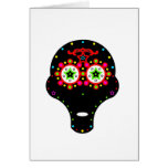 alien candy skull greeting card