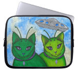 Alien Cats UFO Space Fantasy Cat Art Laptop Sleeve laptop sleeves